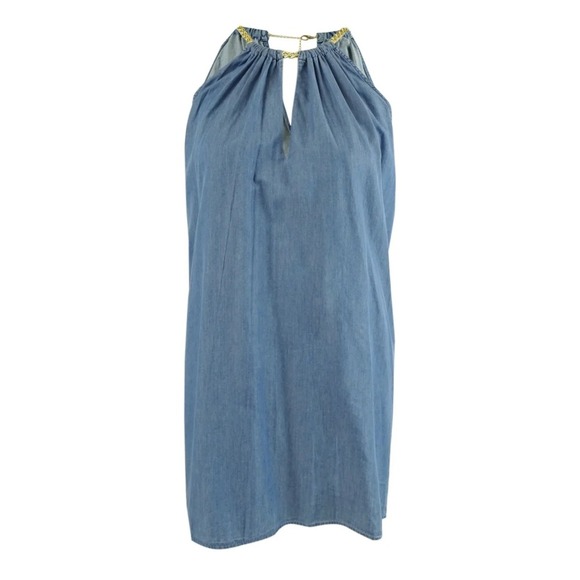 Michael Kors Womens Denim Blue Halter Hi-Lo Dress, Large - Picture 1 of 8